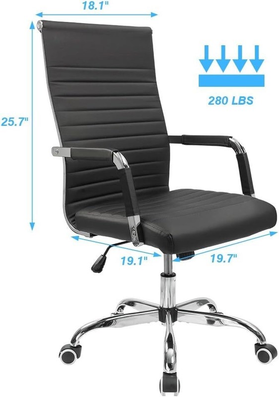 Office Desk Chair Mid-Back PU Leather Executive Task Chair Swivel Chair w/Arms gallery
