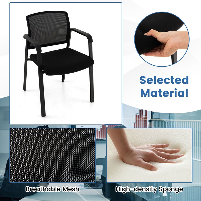 Set of 2 Conference Chairs Stackable Office Guest Mesh Chairs for Waiting Room gallery
