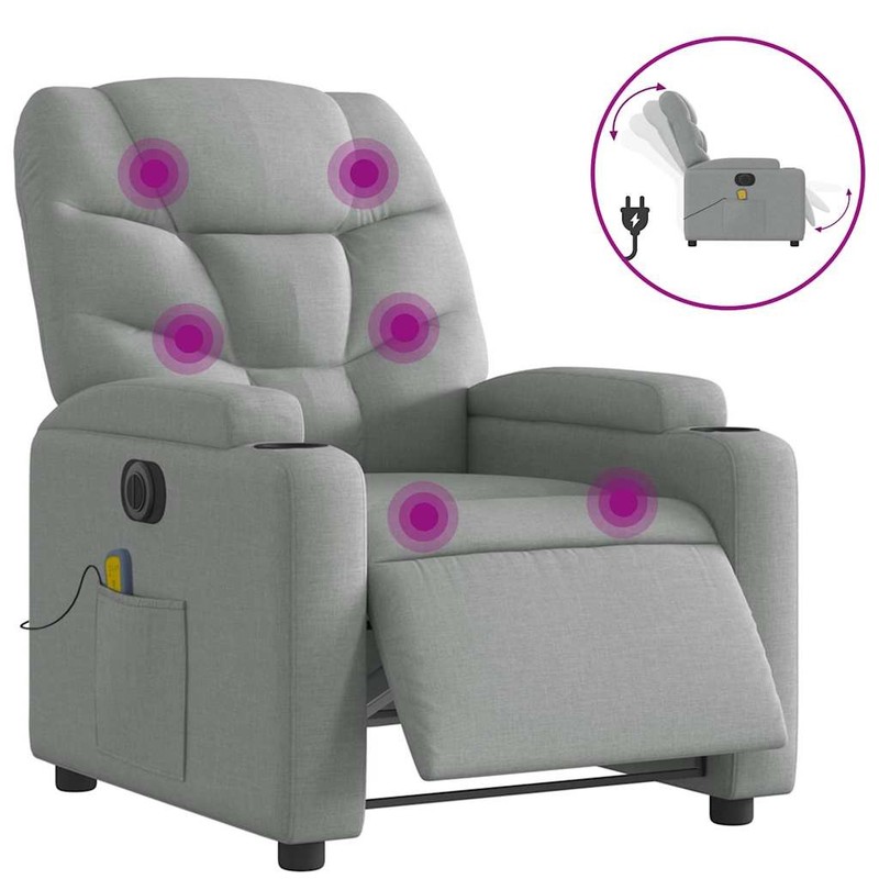 Massage Recliner Chair Wingback Reclining Armchair for Elderly Fabric vidaXL gallery