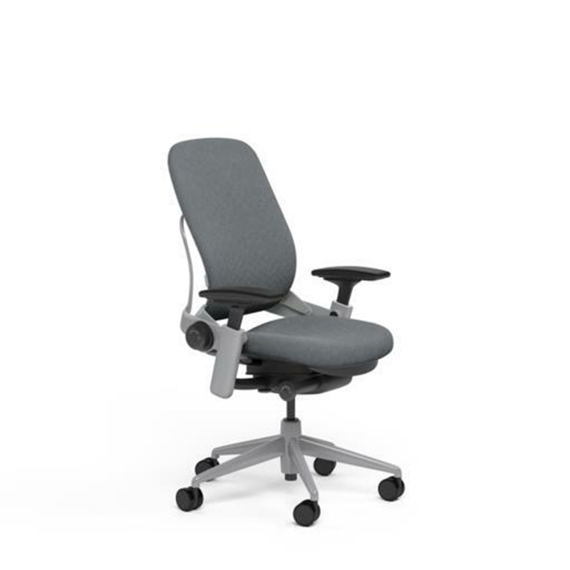 New Large Steelcase Leap PLUS Adjustable Chair Buzz2 Grey Fabric 500lb Platinum