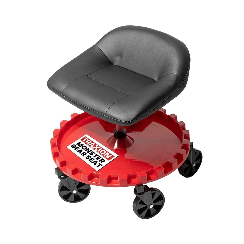 Traxion 2-230 Monster Rolling Padded Mechanic Stool Seat Garage Shop Roller W...