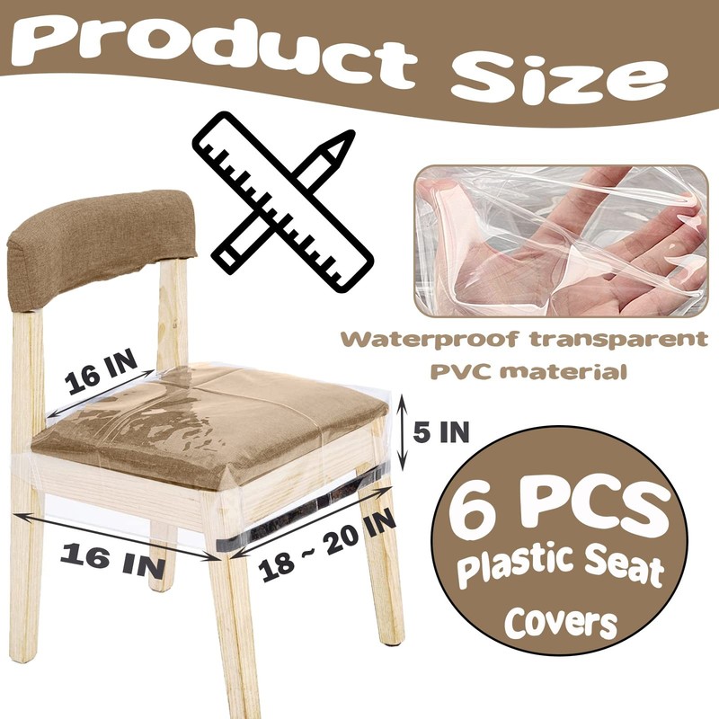 OFIDELITY 6 Pack Plastic Chair Covers for Dining Room Chairs, 6 Pack, 6 gallery