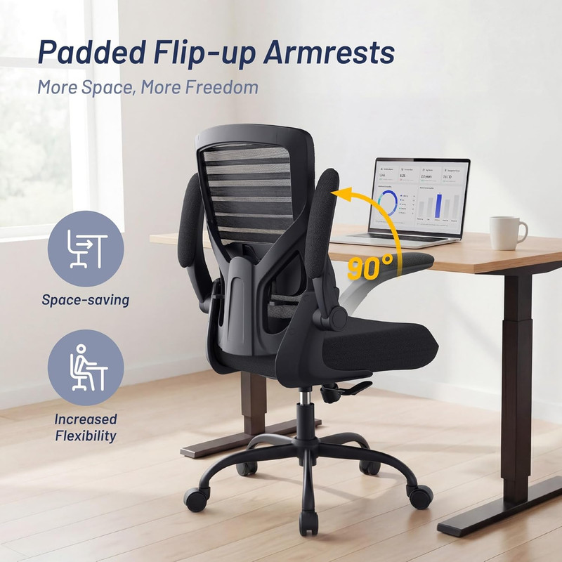 Ergonomic Office Desk Chair - Lumbar Support & Padded Armrests, Black gallery