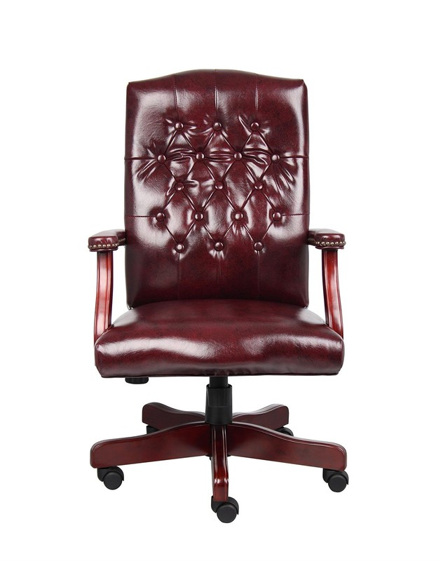 Pemberly Row High Back Faux Leather Tufted Executive Chair in Oxblood gallery