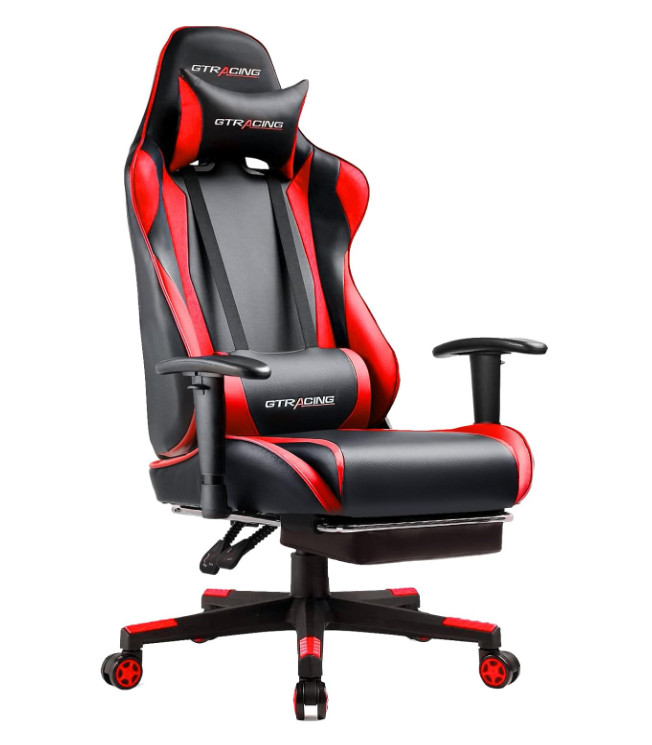 GTRACING Gaming Chair w/ Footrest, Height Adjust, Headrest & Lumbar Support gallery