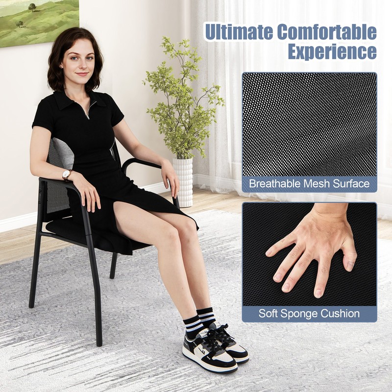 Meeting Room Chair Set of 4 Waiting Room Chairs w/ Ergonomic Backrest & Armrests gallery