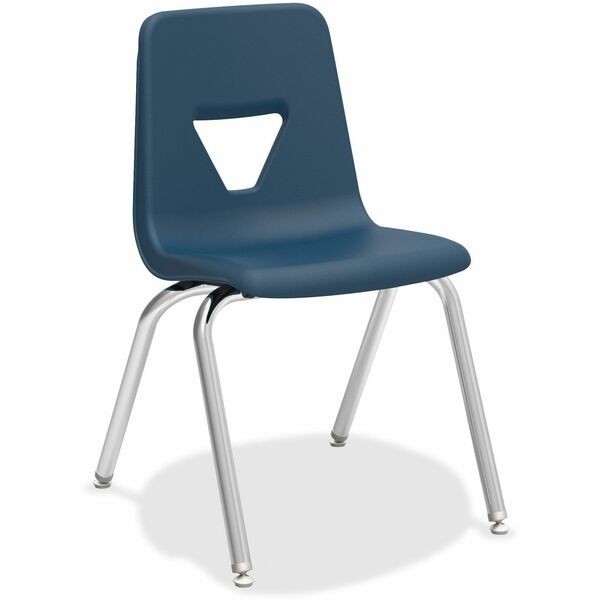 Lorell 18″ Seat-height Student Stack Chairs – Four-legged Base – Navy – 4 pack