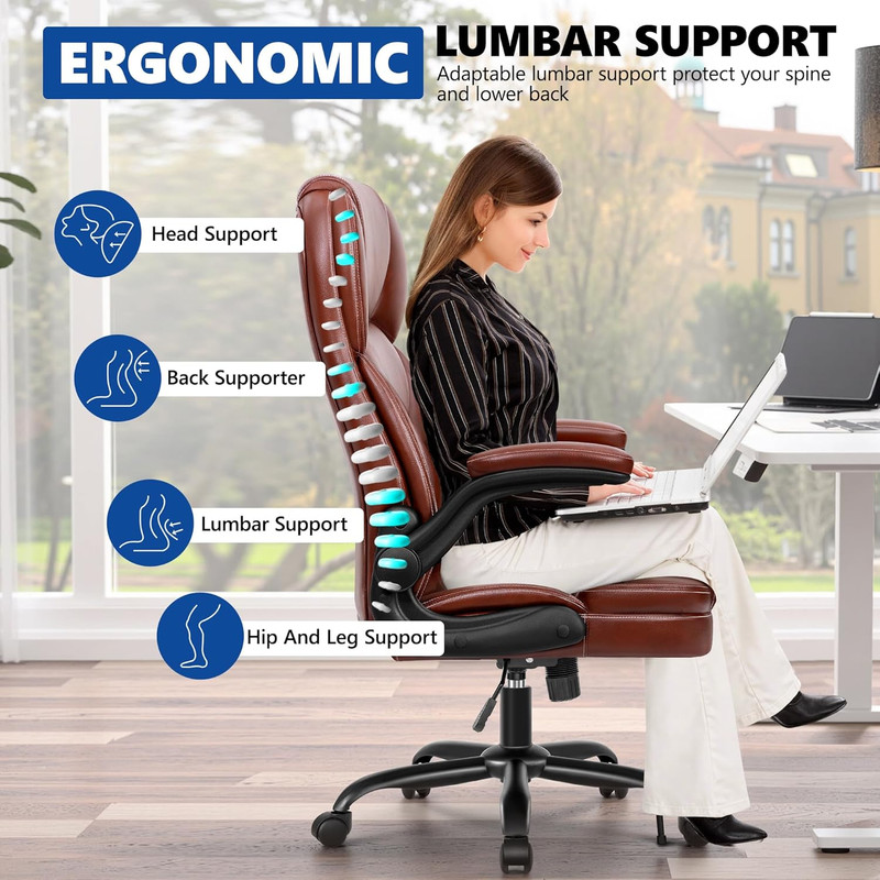 PU Leather Executive Office Chair, Ergonomic Mid-Back Computer & Gaming Chair wi gallery