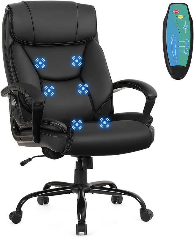 500 Lbs Big and Tall Office Chair, Massage Executive Chair W/ 6 Vibrating Points