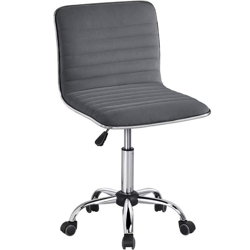 Modern Velvet Armless Desk Chair with Mid Back for Home Office, Dark Gray