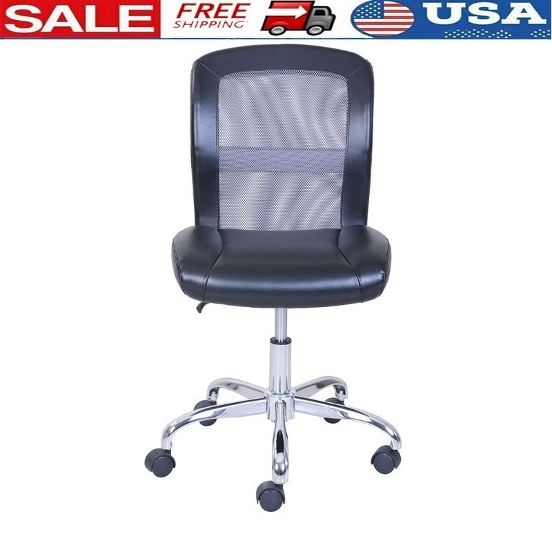 Mid Back Vinyl Mesh Office Chair Comfortable Swivel Task Chair Rolling Casters