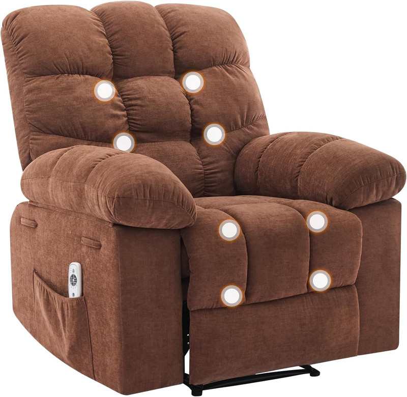 Recliner Chair with Massage, Heat & Lumbar Support for Living Room & Theater