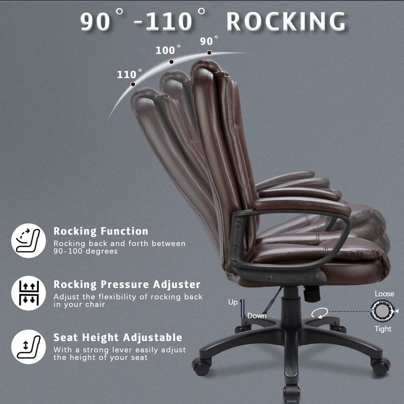 Big & Tall Ergonomic Office Desk Chair - High Back, Leather Cushions gallery
