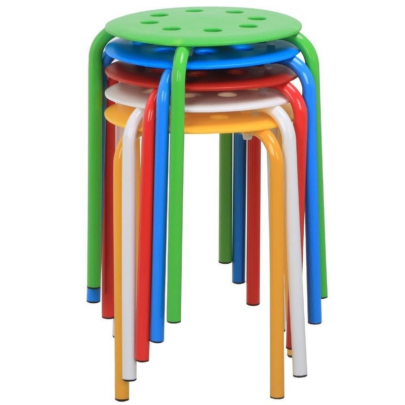 17.3in Plastic Stackable Stools Stack Nesting Stools Portable Round Chairs, 5Pcs