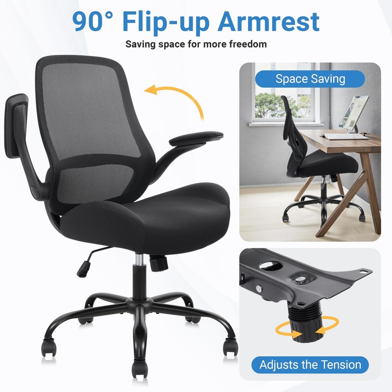 Ergonomic Heavy Duty Office Chair with 5" Thick Seat & Adjustable Armrests gallery