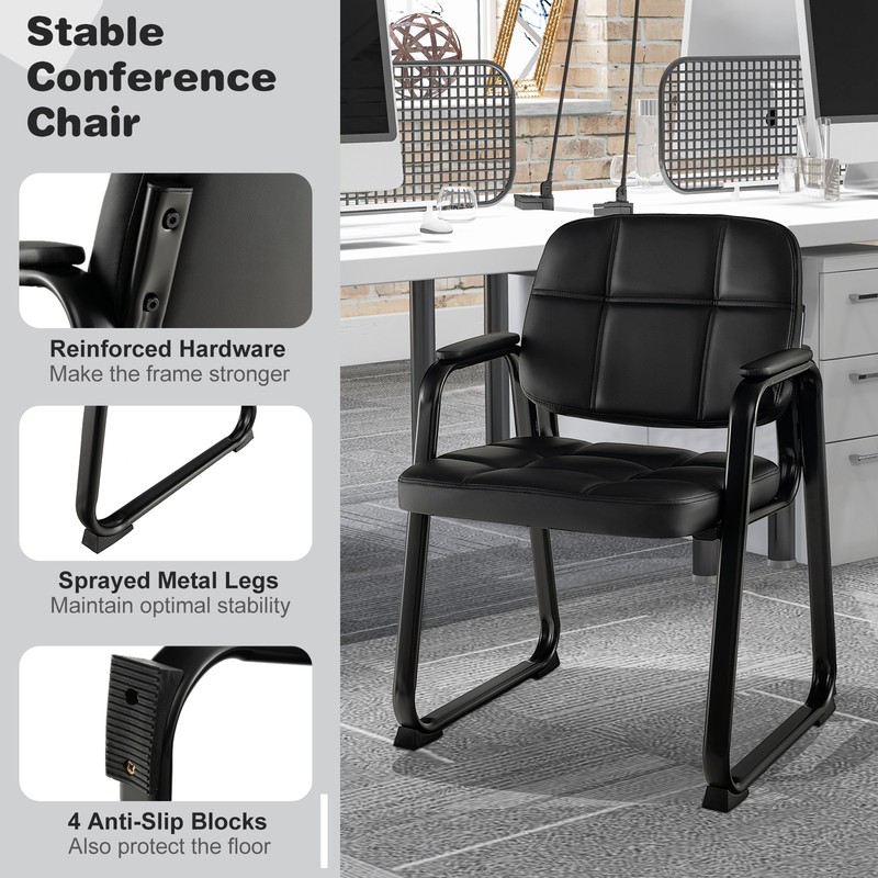 Waiting Room Chair Set of 6 Upholstered Guest Conference Chair w/ Armrest gallery