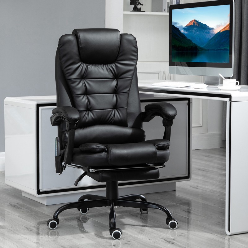 7-Point Vibrating Massage Office Chair with High Back Black