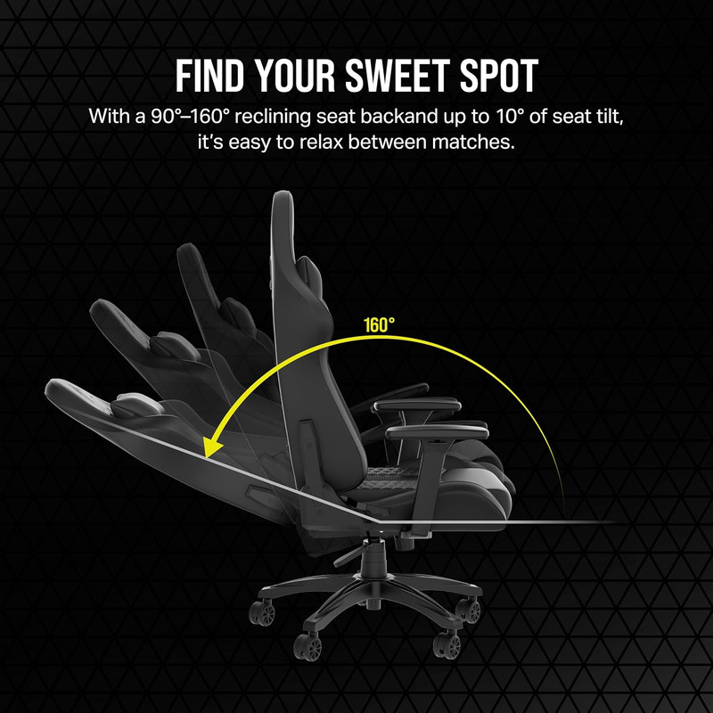 TC100 Relaxed Gaming Chair - Leatherette - Racing-Inspired Design - Lumbar Pillo gallery