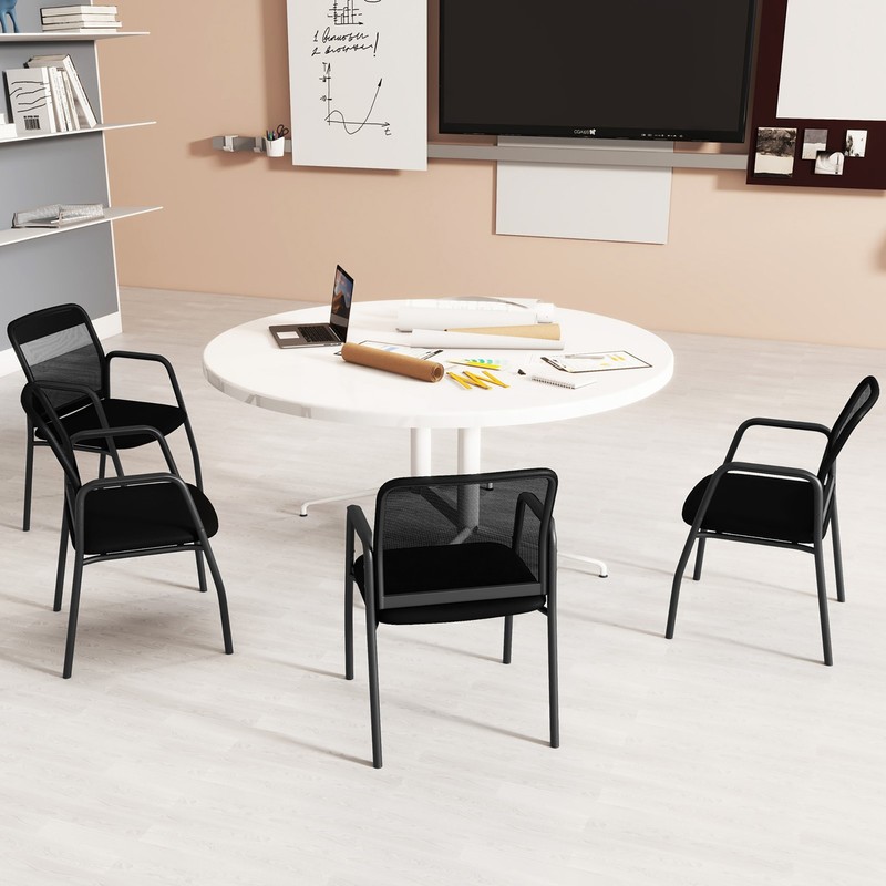 Meeting Room Chair Set of 4 Waiting Room Chairs w/ Ergonomic Backrest & Armrests gallery