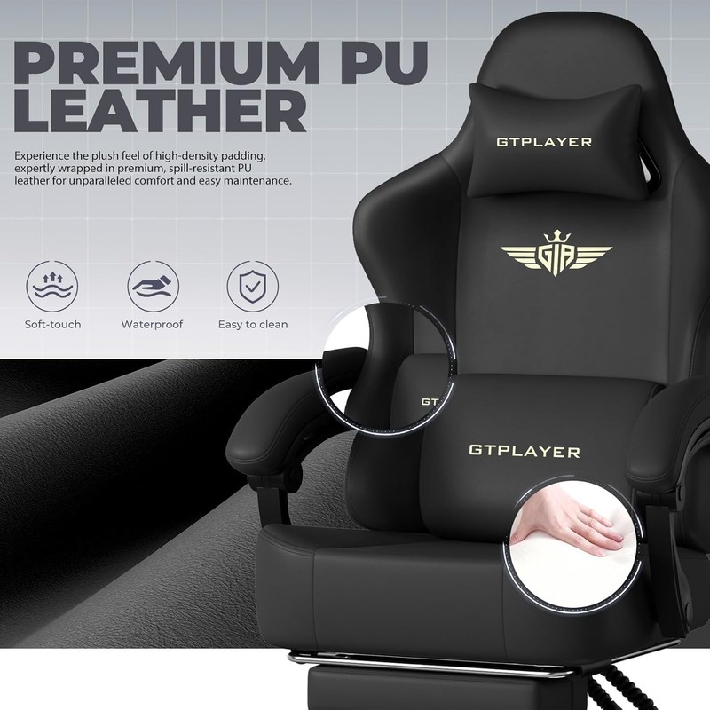 Big and Tall Gaming Chair 400lbs Heavy Duty Office Chair with Footrest, High ... gallery