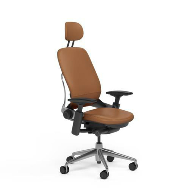 NEW Steelcase Adjustable Leap Desk Chair + Headrest - Leather Black frame