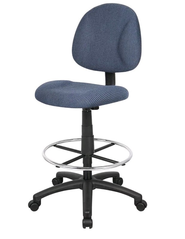 Boss Ergonomic Drafting Chair Without Arms, Blue Mid-Back Office Seat (B1615-BE)