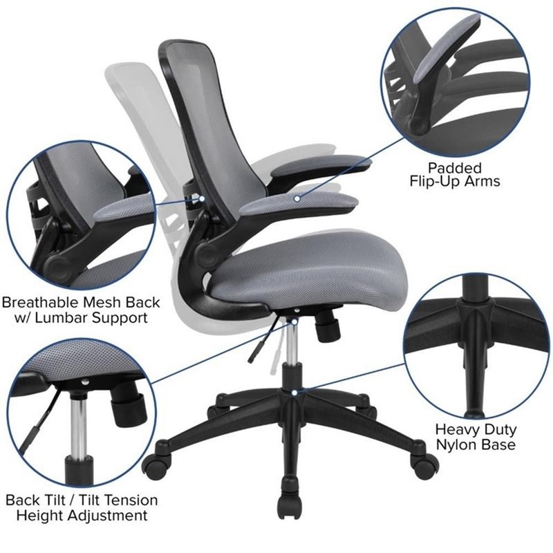 Scranton & Co Mid Back Mesh Office Swivel Chair in Dark Gray gallery