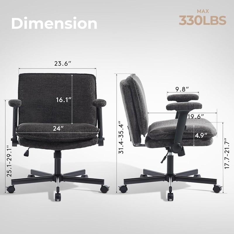 Height Adjustable Flip-Up Armrest Office Chair Lockable Wheels Plush Comfort New gallery