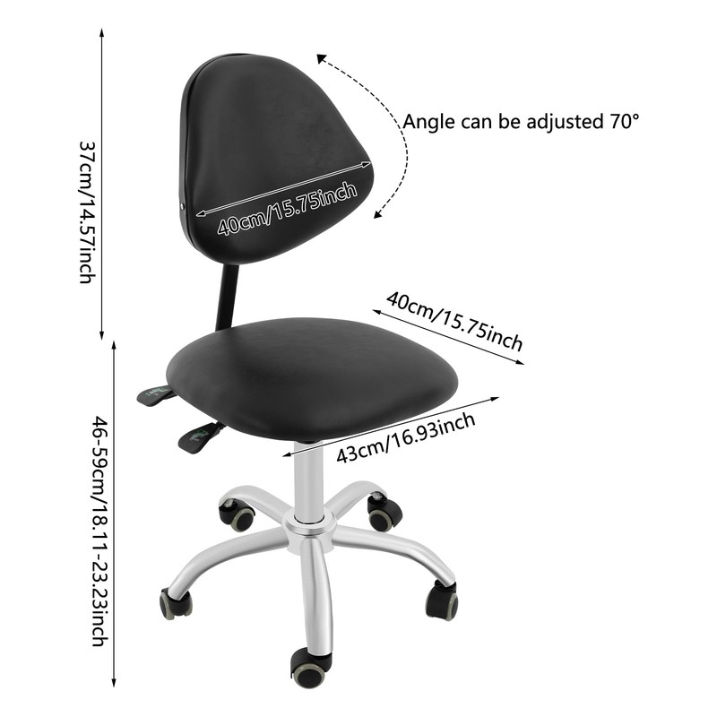 Adjustable Saddle Swivel Chair Ergonomic Rolling Stool w/ Backrest for Office gallery