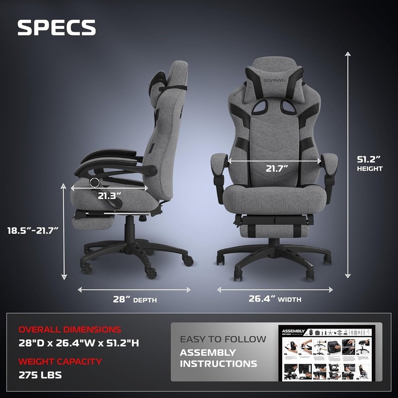 110 Pro Ergonomic Gaming Chair with Footrest for Adults - Comfortable Office ... gallery