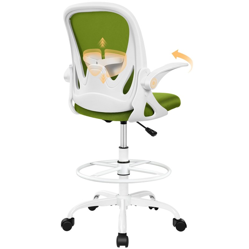 Primy Drafting Chair Tall Office with Flip-up 934-Z, Avocado Green