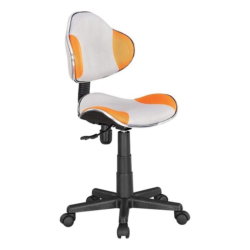 JJS Low Back Metal Computer Executive Chair with Large Base and Pads in Orange