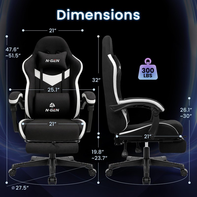 NGEN GAMING Video Gaming Chair with Footrest Lumbar Support for Home Office H... gallery