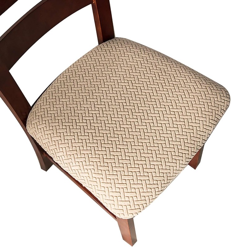 Genina Seat Covers for Dining Room Chair Slipcovers Kitchen 4 PCS, Khaki