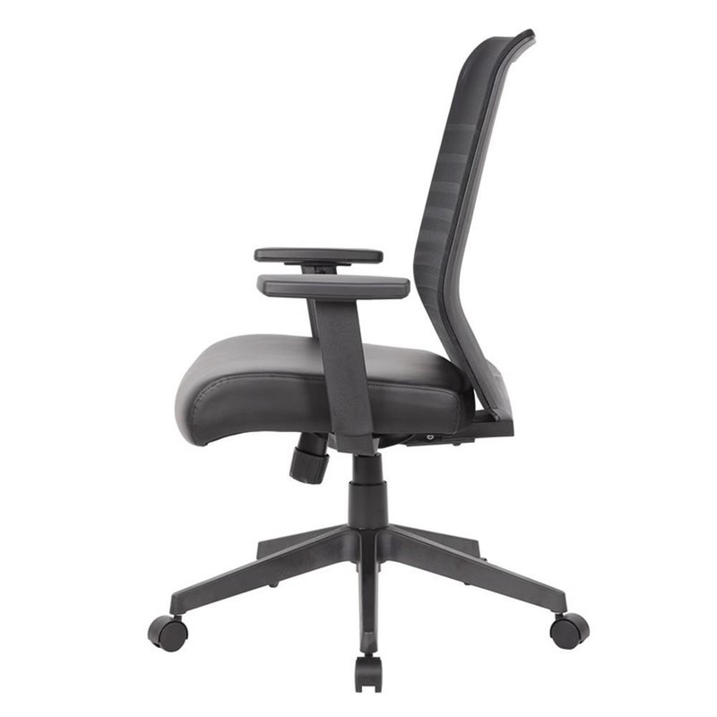 Scranton & Co Mesh Back Vinyl Task Chair with Synchro-Tilt and Arms in Black gallery