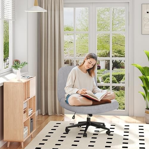 Criss Cross Chair,Cross Legged Office Seat with Wheels Armless Swivel Vanity ... gallery