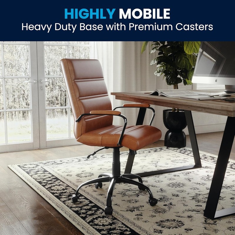 Whitney Mid-Back Desk Chair - Brown LeatherSoft Executive Swivel Office Chair... gallery