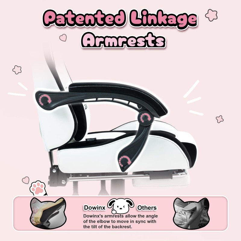 Gaming Chair Cute with Plush Doggy and Massage Lumbar Support, Ergonomic Comp... gallery