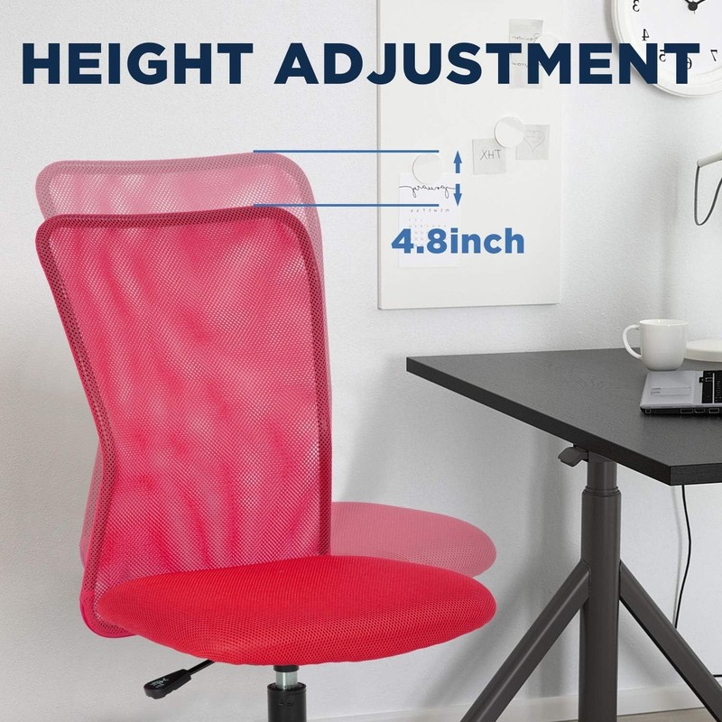 Armless Mesh Back Office Chair - Adjustable Swivel Task Chair for Home & Office gallery