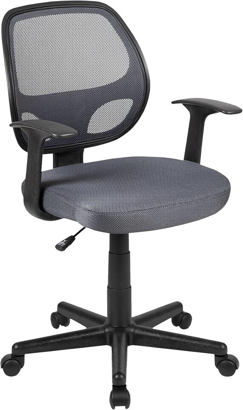 Flash Fundamentals Mid-Back Gray Mesh Swivel Ergonomic Task Office Chair with Ar gallery