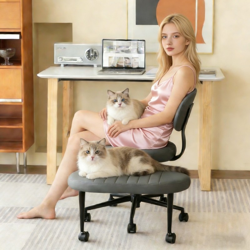 Ergonomic Cross Legged Office Chair with Back Support & Swivel Base gallery
