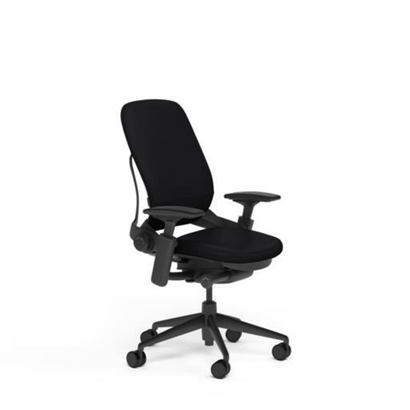 New Steelcase Adjustable Leap Desk Chair – Black Leather Seat – Black frame