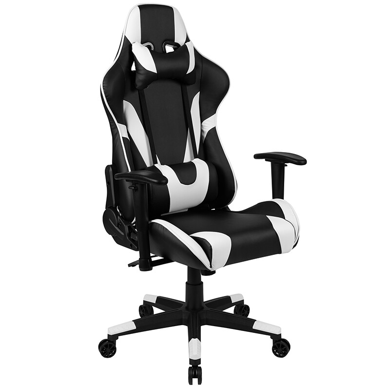 High Back Racing Gaming Chair with adjustable Arms in Black/White Leathersoft gallery
