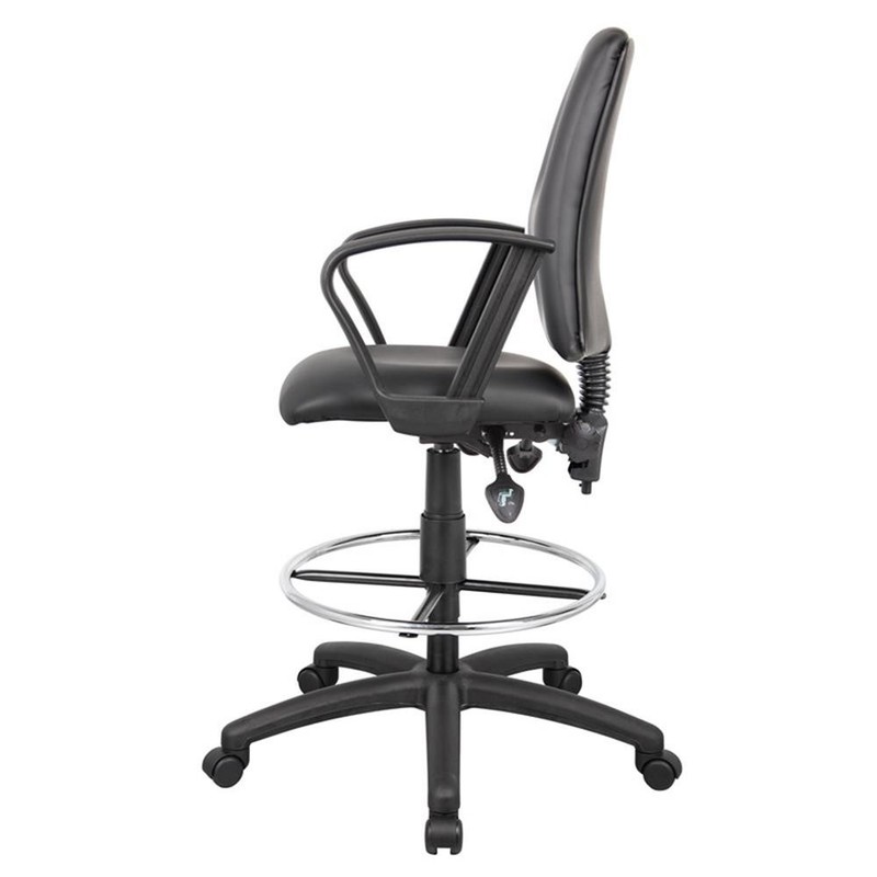 Scranton & Co LeatherPlus Drafting Stool with Loop Arms and Footring in Black gallery