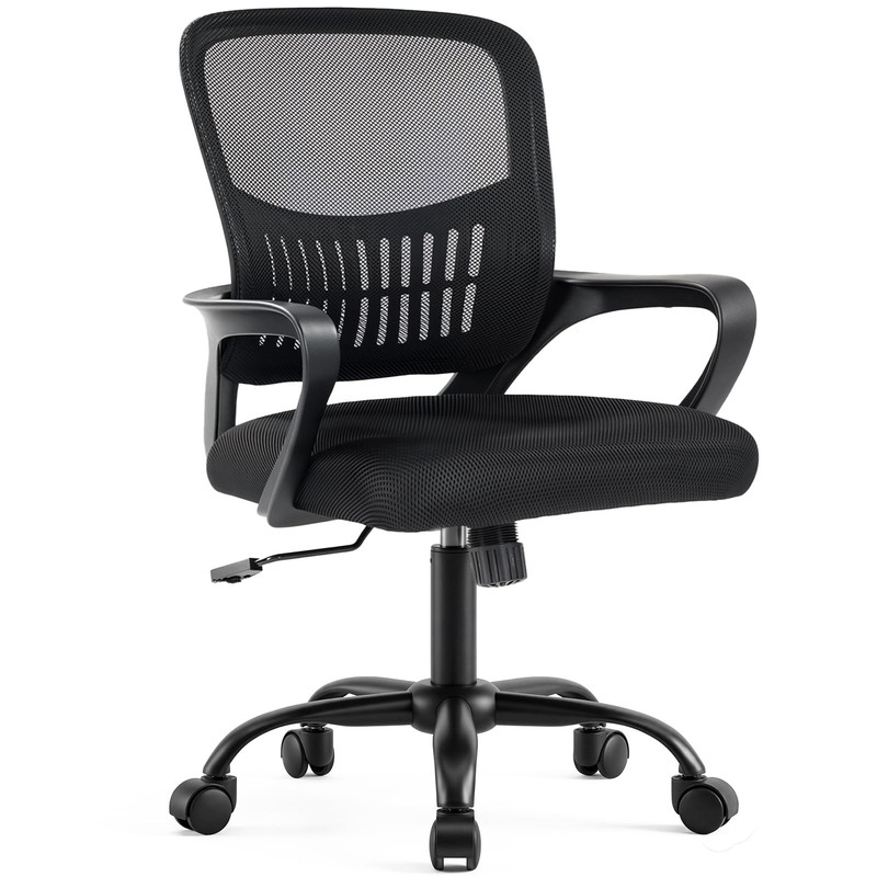 Home Office Desk Chair – Ergonomic Mid Back with Lumbar Support & Rocking Mod…