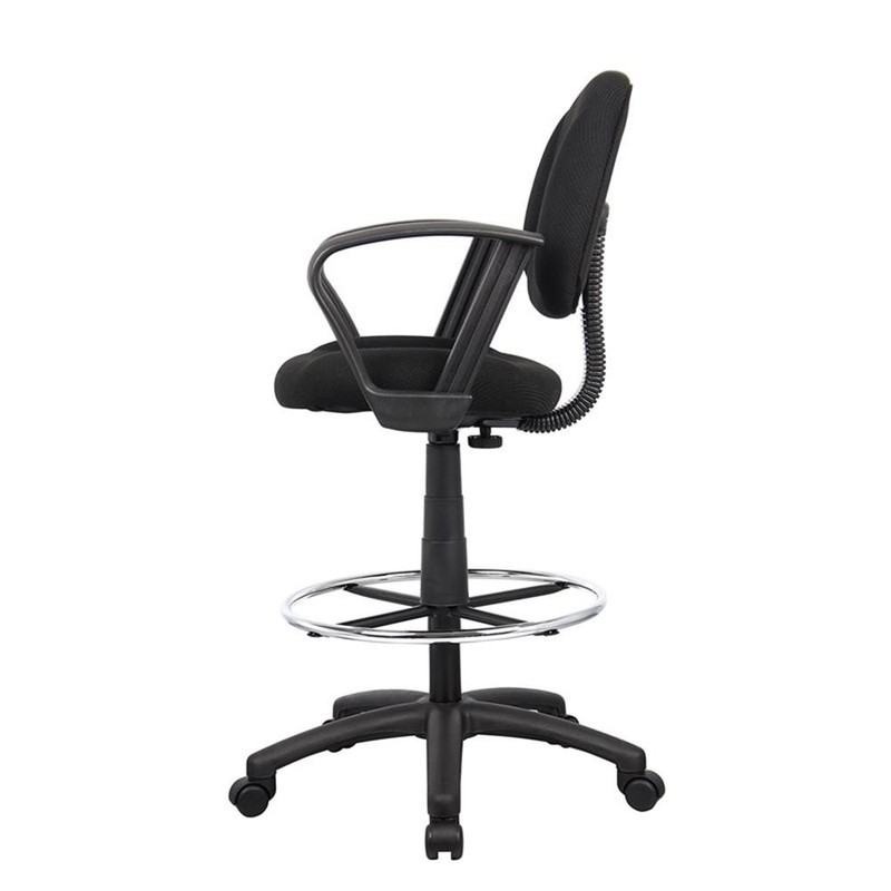 Scranton & Co Contoured Fabric Drafting Stool with Loop Arms in Black gallery