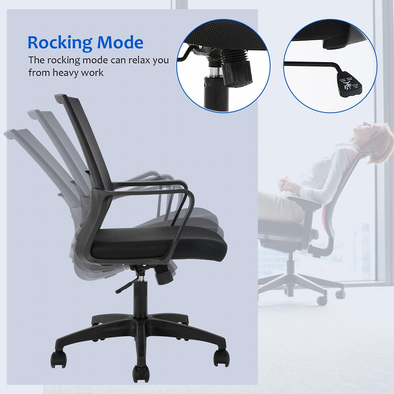 FDW Office Chair Ergonomic Desk Chair Mid-Back Mesh Computer Chair Lumbar Suppor gallery