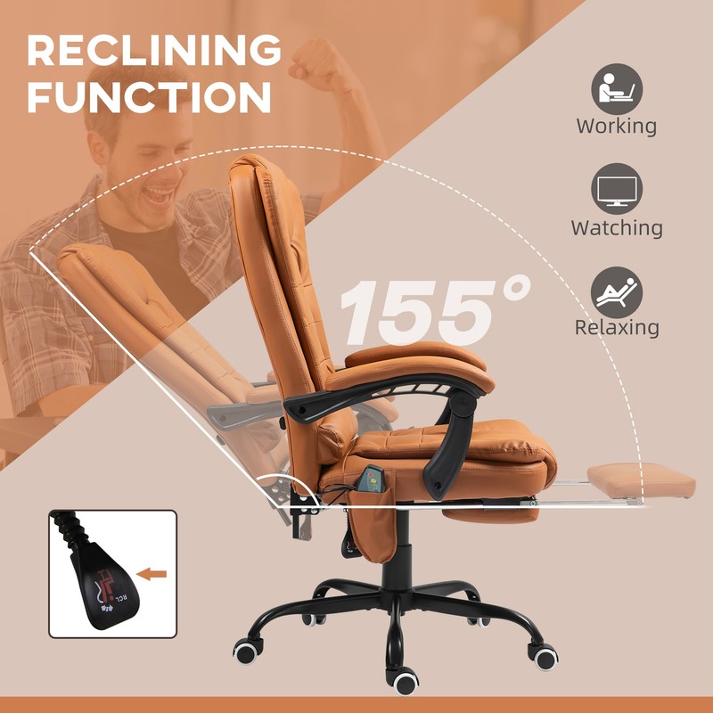 7-Point Vibrating Massage Office Chair with High Back Light Brown gallery