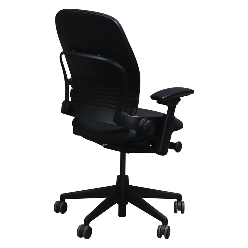 Steelcase Leap V2 Task Chair - Satin Black PU Leather, Black Frame, Ergonomic gallery