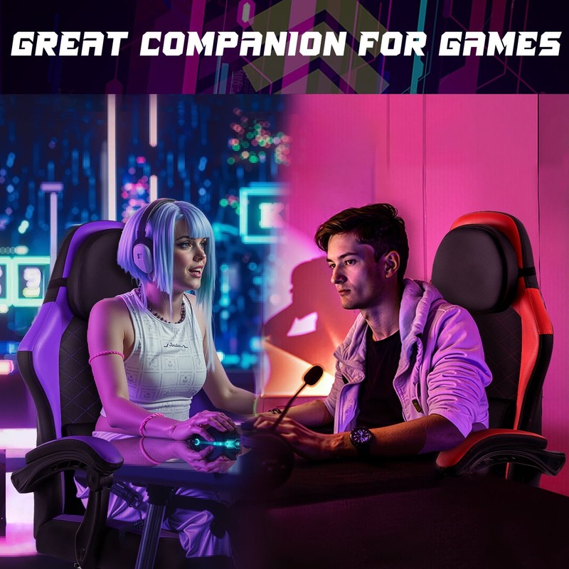Gaming Chairs with Footrest, Massage Leather Game Chair for Adults, Big and Tall gallery